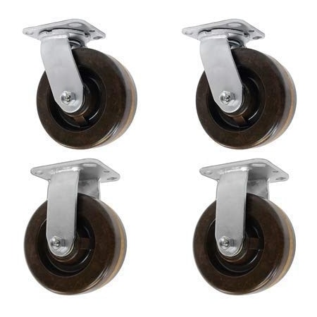 Casterhq 6"x2" High Temp. Phenolic Wheel, 2 Swivel And 2 Rigid, 3,600 Cap, PK4 HD-HTSO6ASR